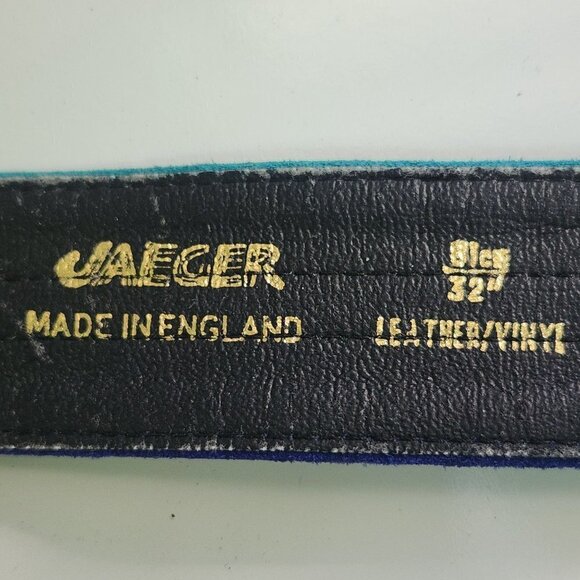 Vintage Jaeger Blue Black Turquoise Suede Belt Size 32 - Picture 5 of 5